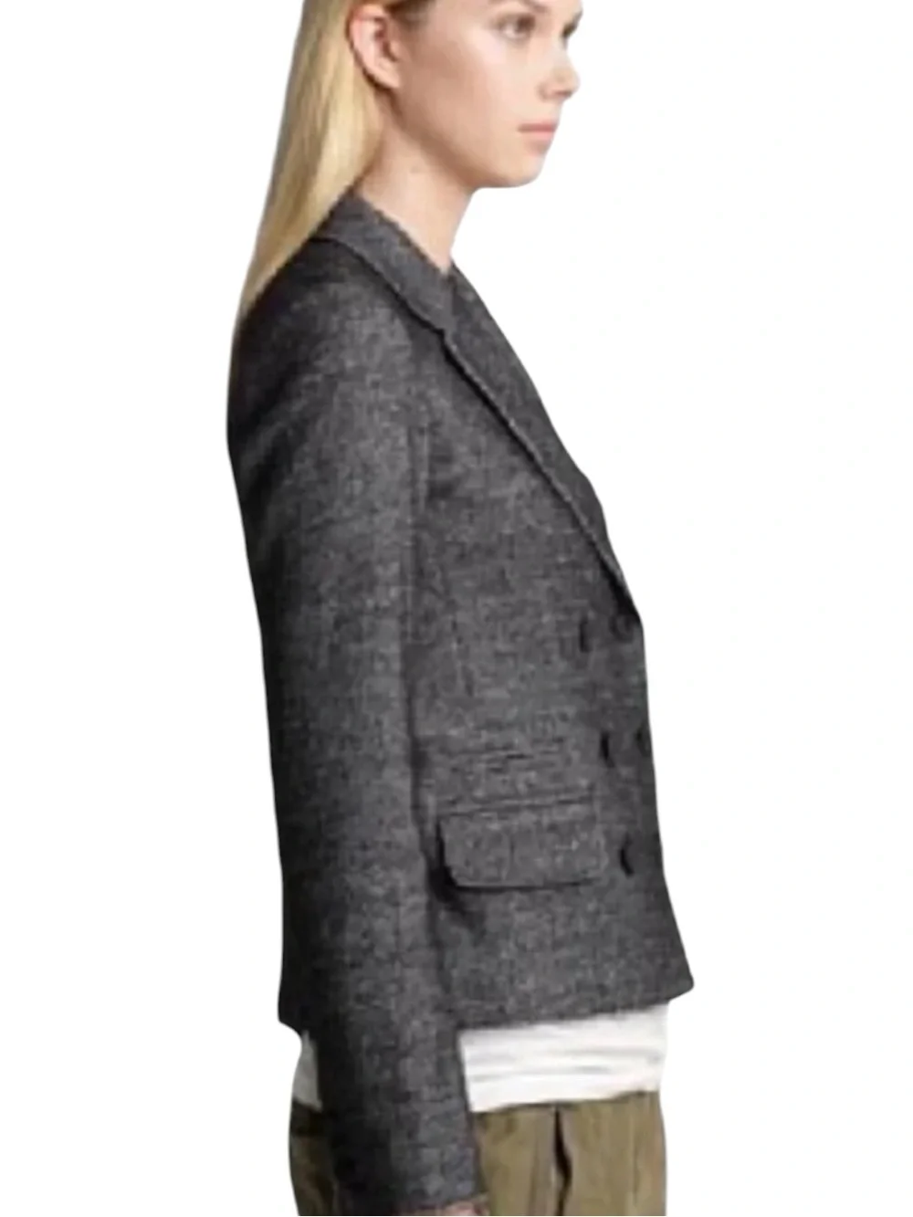 J. Crew Thandie Marled Charcoal Gray Double-Breasted Wool Blend Blazer Sz 8